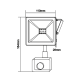 BLACK SENSOR LED SMD FLOOD LUMINAIRE IP66 20W 3000K 1600Lm 230V RA80 Q2030S