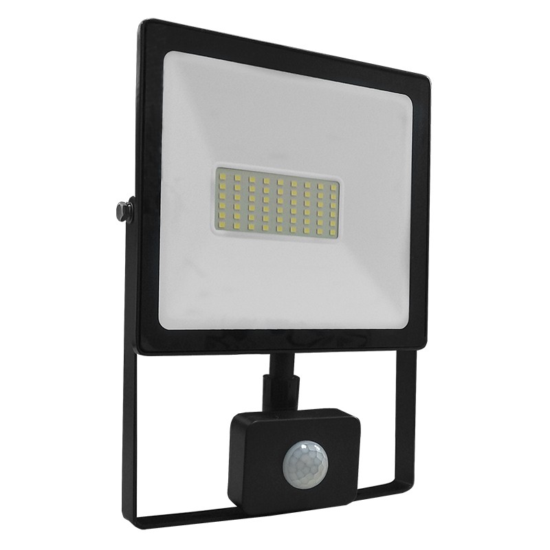 BLACK SENSOR LED SMD FLOOD LUMINAIRE IP66 50W 4000K 4250Lm 230V RA80 Q5040S