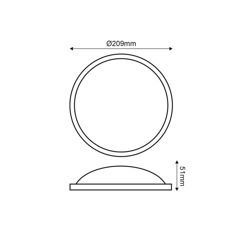 LED PC WHITE CEIL LUMINAIRE 230V AC IP65 20W 1800lm 6000K 110° Ra80 DARIA2060W