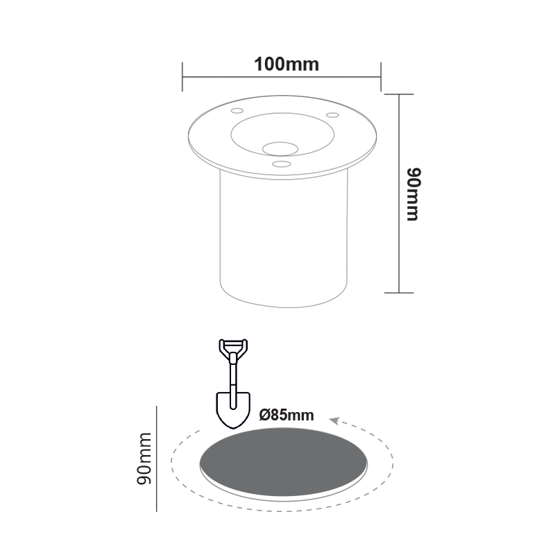 ^LED ROUND COB INGROUND SPOT LUMINAIRE 7W 450LM 3000K 45° 230V AC IP67 Ra80 30000hrs LG2641