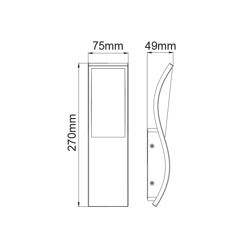 ^LED SMD WALL LUMINAIRE 7W 520LM 120° 230V AC 3.000K DARK GREY CRI80 IP65 30.000HRS LG9305G