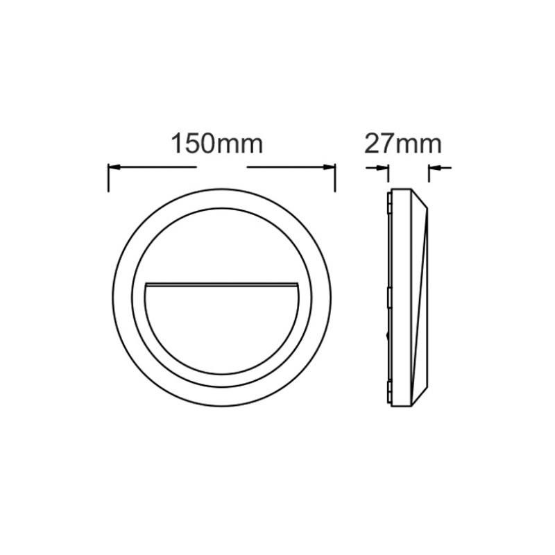 LED WALL ROUND LUMINAIRE RUST 230V AC IP65 2W 3000K 100LM RA80 SLIM02NR