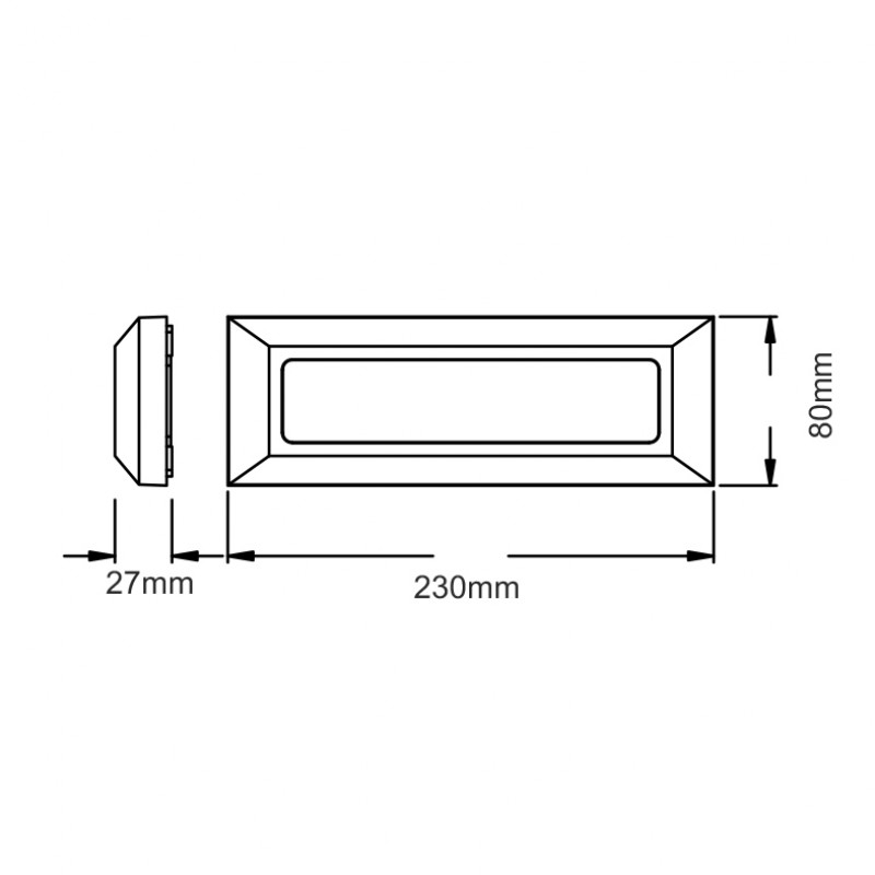 LED WALL RECTANGLE LUMINAIRE GREY 230V AC IP65 4W 3000K 290LM RA80 SLIM31N LED WALL RECTANGLE LUMINAIRE GREY 230V AC IP65 4W 3000K 290LM RA80 SLIM31N