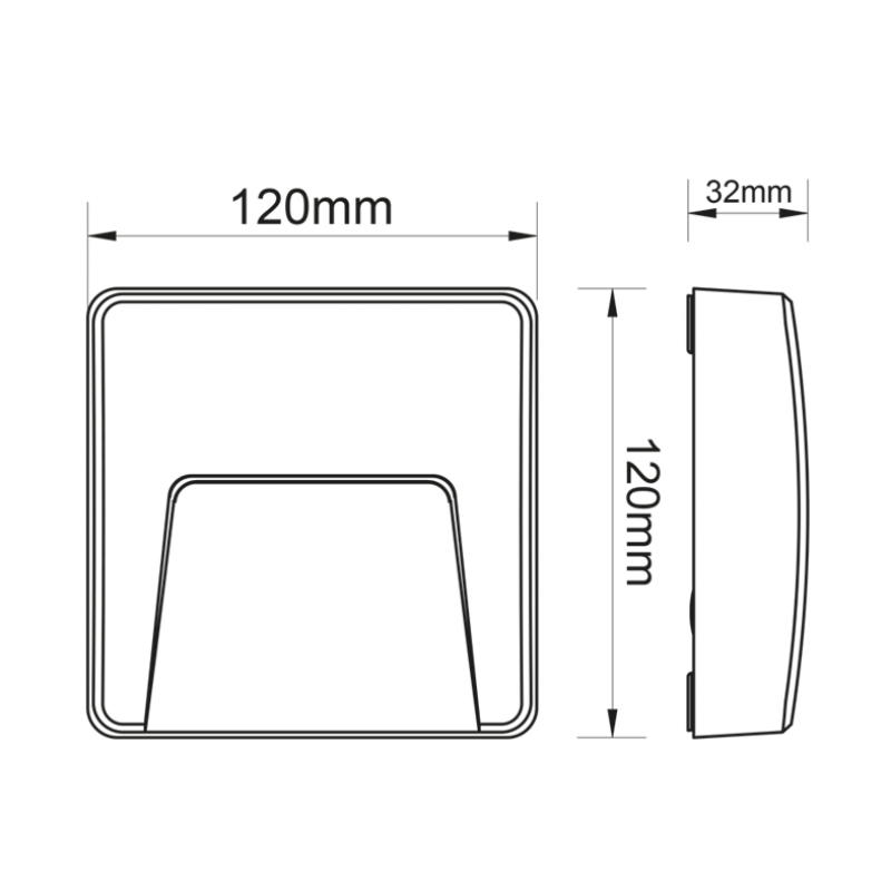 LED WALL SQUARE LUMINAIRE RUST 230V AC IP65 3W 3000K 200LM RA80 SLIM42R