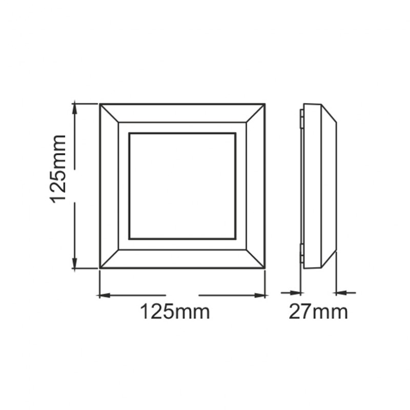 LED WALL SQUARE LUMINAIRE GREY 230V AC IP65 4W 3000K 270LM RA80 SLIM51N