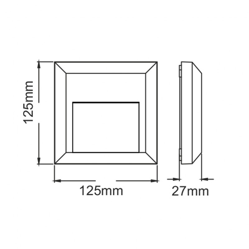 LED WALL SQUARE LUMINAIRE WHITE 230V AC IP65 2W 3000K 100LM RA80 SLIM52NW LED WALL SQUARE LUMINAIRE WHITE 230V AC IP65 2W 3000K 100LM RA80 SLIM52NW