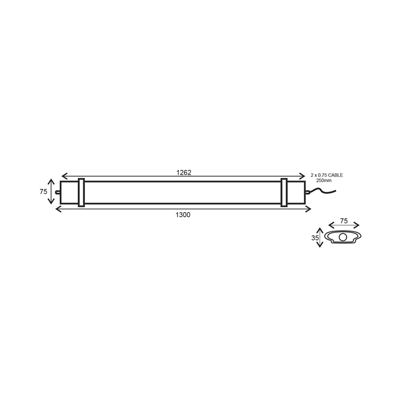 LED LUMINAIRE 60W 1262mm 4000K 5800Lm IP66 230VAC PF>0.9Ra80 TETE6040