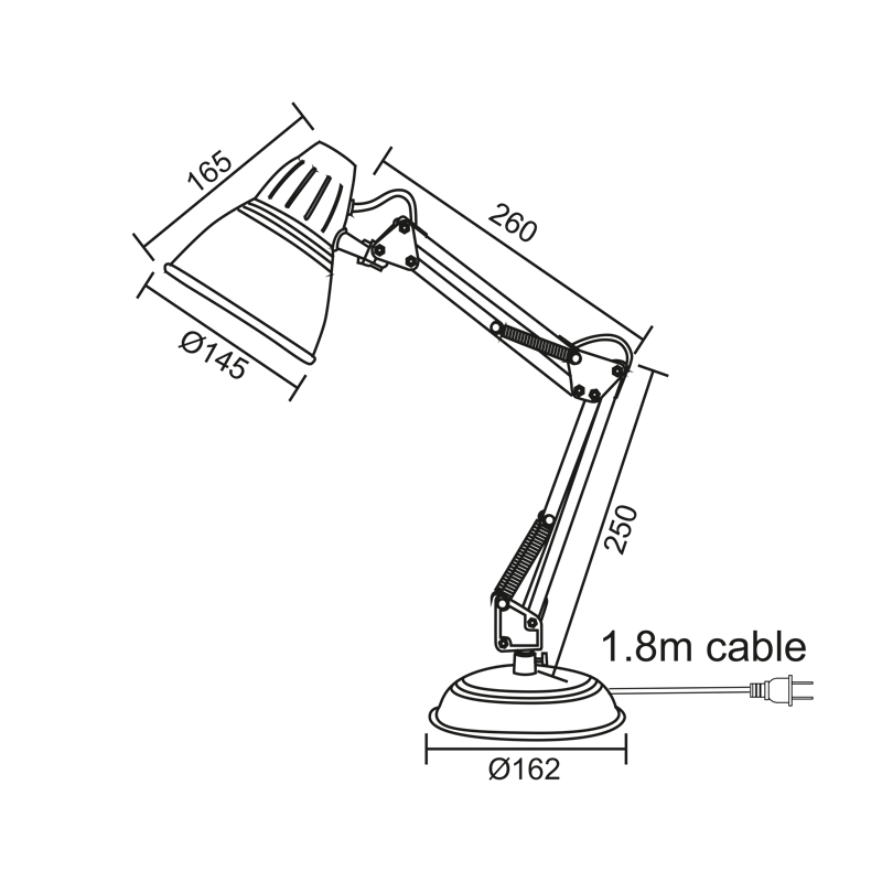 DESK LAMP 1ΧΕ27 BLACK METAL Φ16ΧΦ15ΧΗ50CM UFFICIO 2429MBK