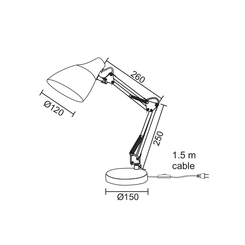 DESK LAMP 1ΧΕ27 BLACK METAL Φ15ΧΦ12ΧΗ50CM KINGSTON 2918BK