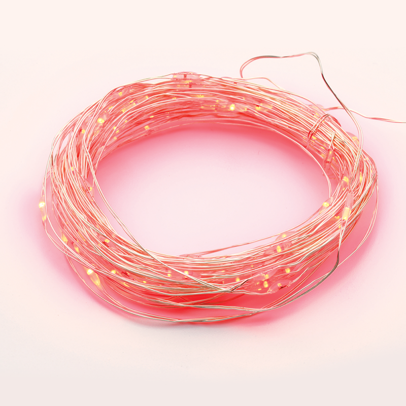 100 LED STRING LIGHTS RED SILVER COPPER WIRE ADAPTOR(3VDC) & 8 FUNCTIONS IP44 10m+3m 1.8W XSW100RAF44