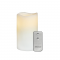 ^ WHITE WAX, 1 LED LIGHT WITH BATTERY (2xAA) & ON/OFF IR REMOTE CONTROLLER, WARM WHITE, IP20, φ7.5x15cm F0711516