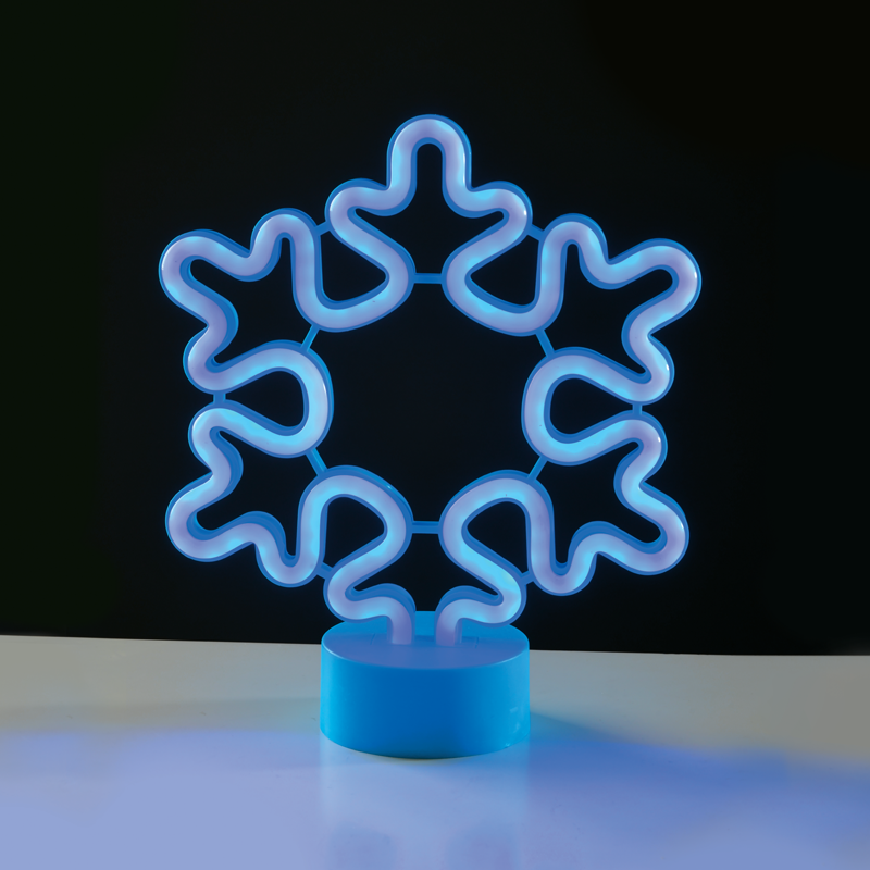 ^ SNOWFLAKE, NEON LED LIGHTS WITH BATTERY (3xAA)/USB, BLUE, IP20, 21x8.5x25cm X05006309