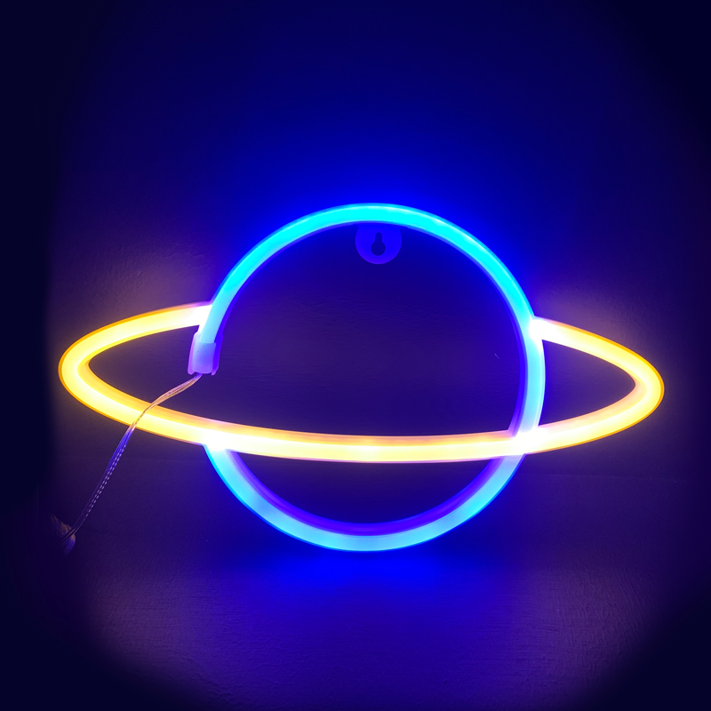 CELESTIAL BODY, 116 NEON LED LIGHTS WITH BATTERY (3xAA)/USB, GOLD & BLUE, IP20, 17.5x2x30cm X041166319