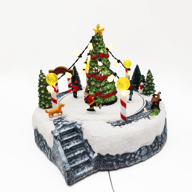 LED DECOR MULTICOLOR VILLAGE SKATE+MUSIC 3AA BAT 22Χ21,5Χ17CM X0339