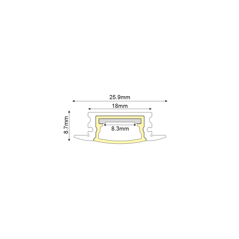 EDITH ALUMINUM WATERPROOF PROFILE P147U WITH OPAL PC DIFFUSER 2m/pc P147U