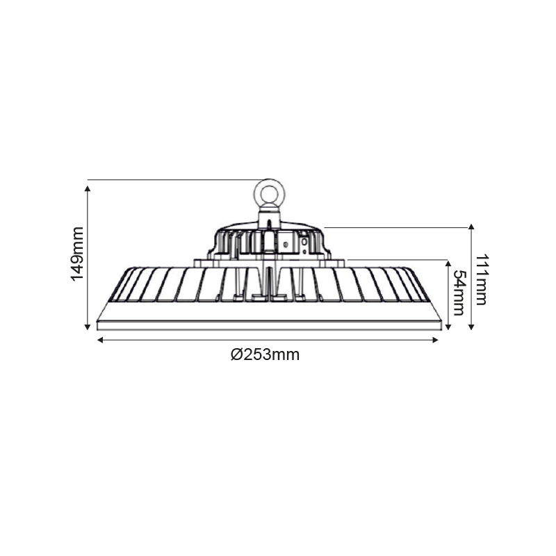 ^LED HIGH BAY ADJUSTABLE WATTAGE 60/80/100W 200LM/W 5000K 90° 230V AC IP65 Ra>70 50.000HRS MERIL681050