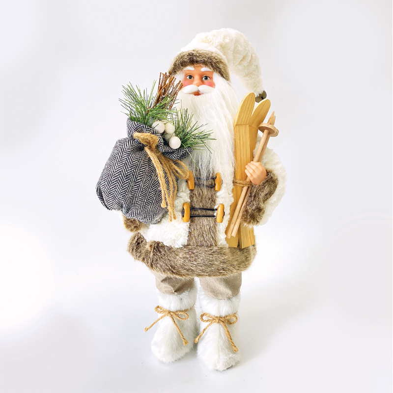 ^ DECO FABRIC SANTA CLAUS WITH SKIS 60CM X126001