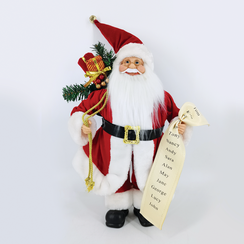 ^ DECO FABRIC SANTA CLAUS WITH GIFT LIST  60CM X126003