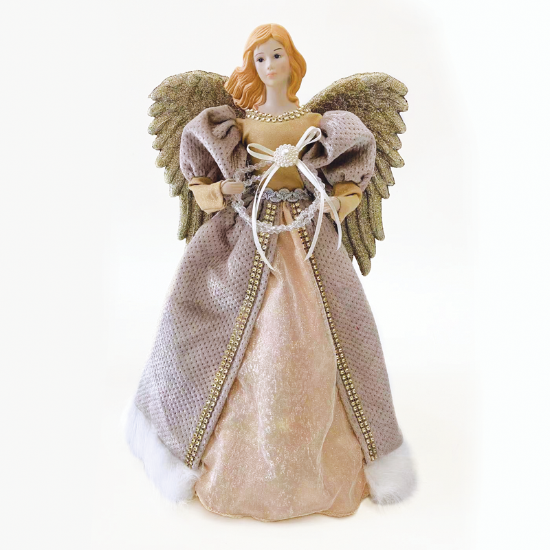 ^ DECO FABRIC ANGEL WITH GOLD DRESS 40CM X124005