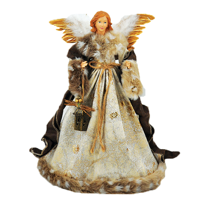 ^ DECO FABRIC ANGEL WITH BLACK DRESS 40CM X124007