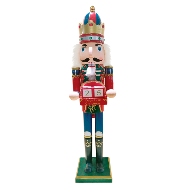 ^ WOODEN NUTCRACKER KING BLUE & RED WITH CALENDAR H90CM X029006