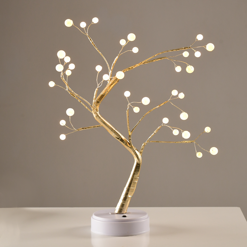 ^ “TREE WITH BALL LIGHTS”, 36 LED LIGHTS WITH BATTERY (3xAA)/USB, WARM WHITE, IP20, 50cm X1036152