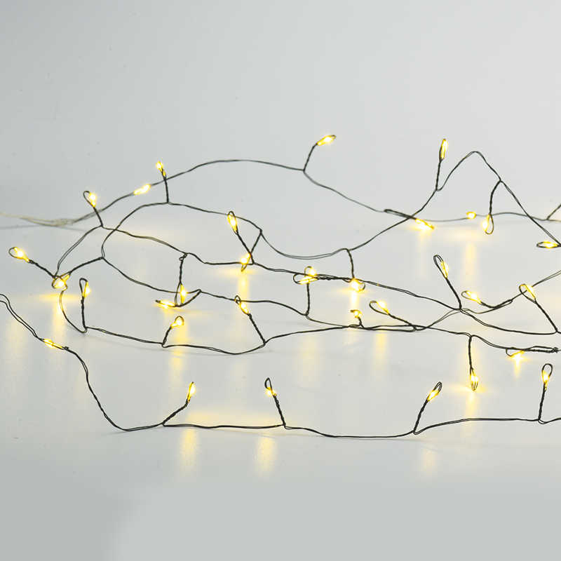 50 CLUSTER LED STRING LIGHTS, WW, BLACK COPPER WIRE & BAT. 3XAA IP20 2.5M+30CM, 3W X01501417