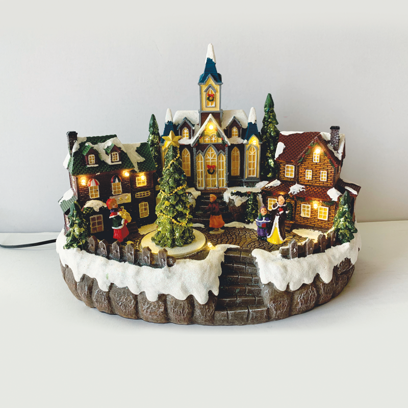 LED WW DECOR MULTICOLOR VILLAGE+ROTATION TREE+MUSIC 4.5V (ADAPT) / 3ΑΑ (BAT) 28.5Χ18Χ22.5CM X0305