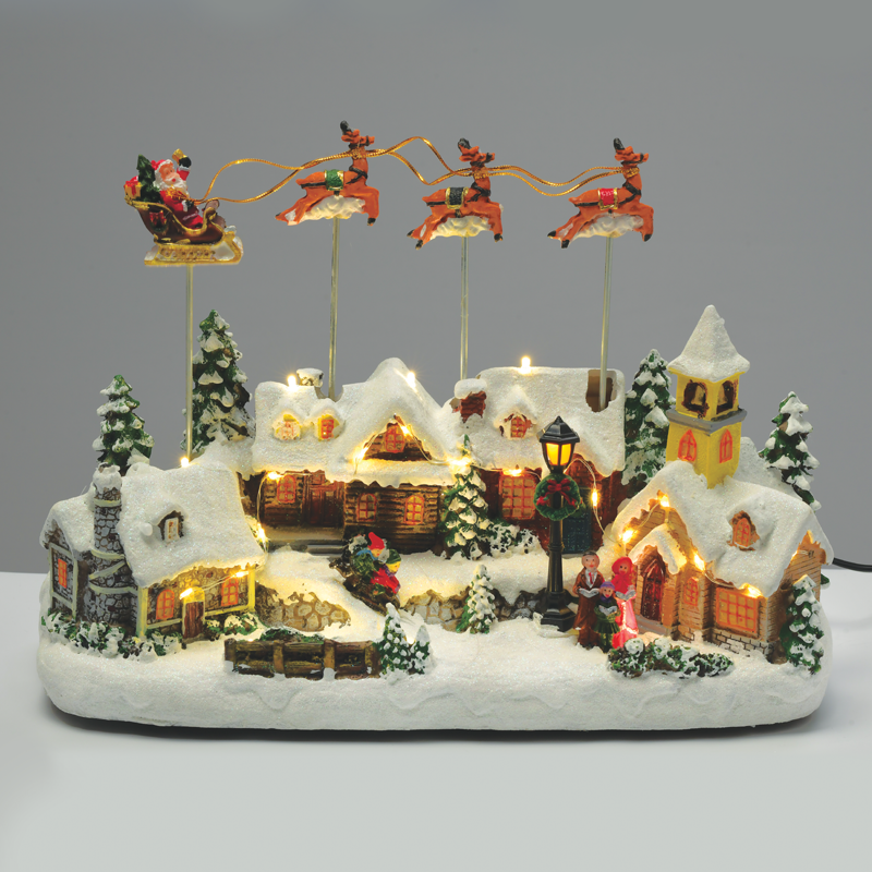 LED WW DECOR MULTICOLOR VILLAGE+MOTION SLEIGH+MUSIC 4.5V (ADAPT) / 3ΑΑ (BAT) 34.5Χ15.5Χ25.5CM X0307