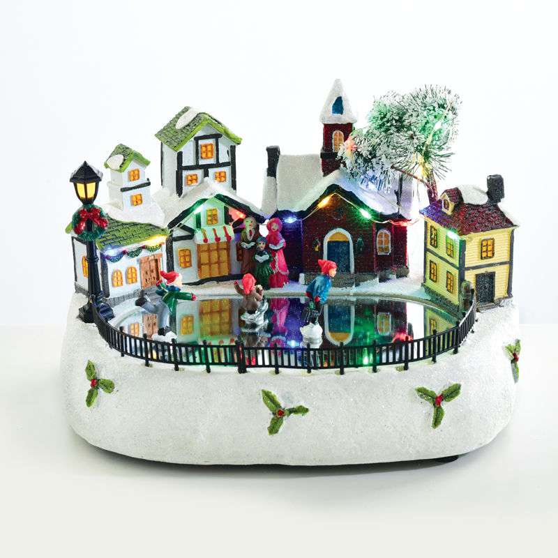 LED RGB DECOR MULTICOLOR VILLAGE+ROTATION SKATING+MUSIC 4.5V (ADPAT) / 3ΑΑ (BAT) 36.5Χ20Χ17CM X0310