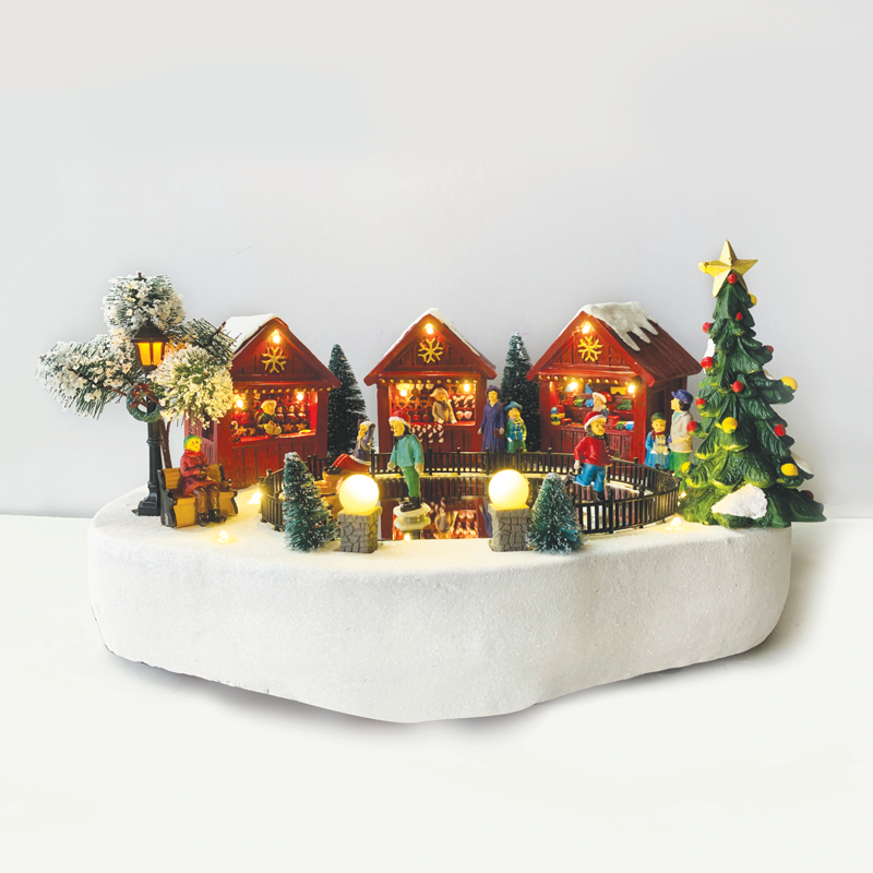 LED WW DECOR MULTICOLOR VILLAGE+ROTATION SKATING+MUSIC 4.5V (ADAPT) / 3ΑΑ (BAT) 35Χ24.5Χ18CM X0313