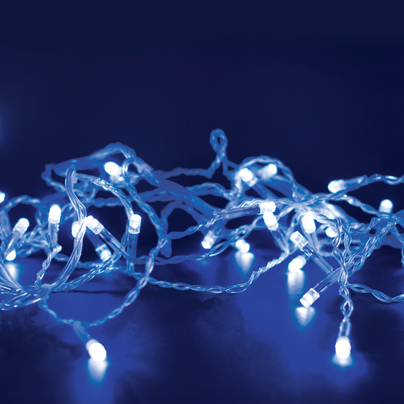 ^ 300 LED STRING LIGHTS (PER 5cm), BLUE, ADAPTOR (31VDC) & 8 FUNCTIONS,IP44, 15m, TRAN/NT CABLE X08300622