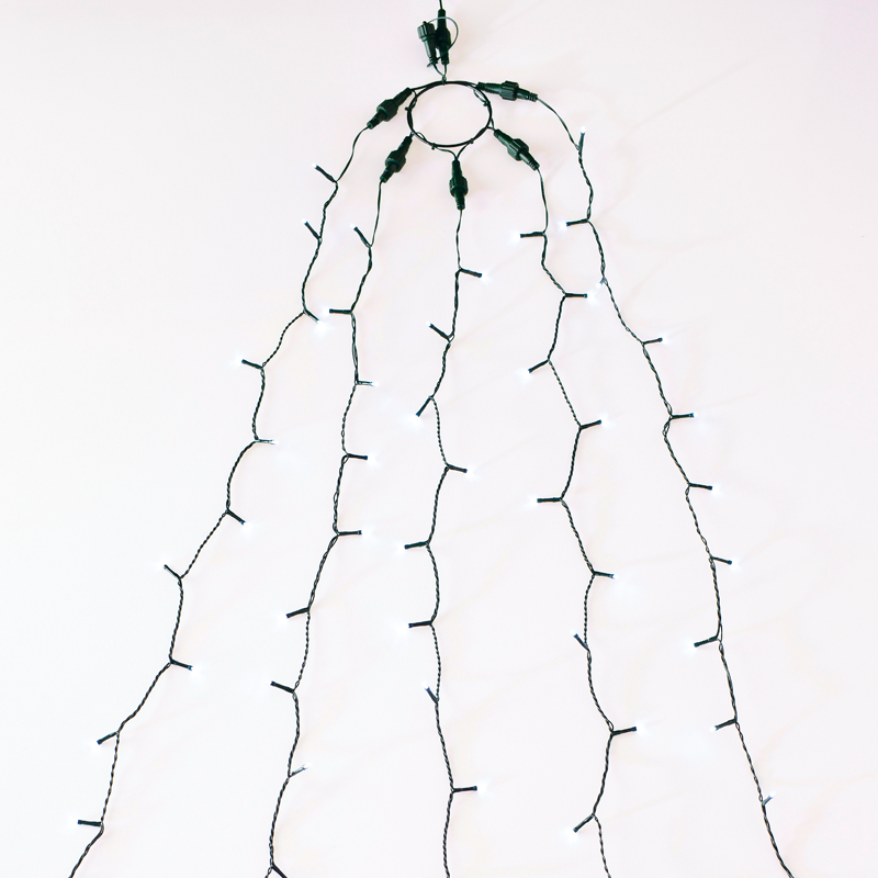 ^ 175 LED OCTOPUS LIGHTS 5 STRINGS x 35 LAMPS CW ADAPTOR 31VDC IP44 5*350cm & 3m GREEN CABLE X08175211