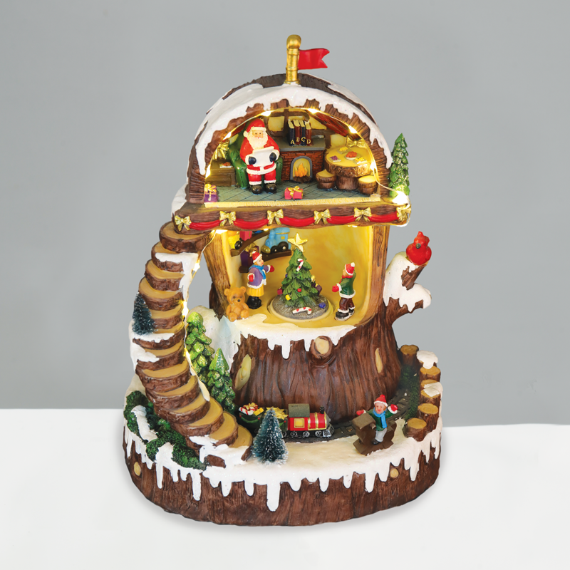 LED WW DECOR MULTICOLOR VILLAGE + ROTATION TREE +MUSIC 4.5V (ADAPT) / 3ΑΑ (BAT) 23Χ18.5Χ30CM X0328