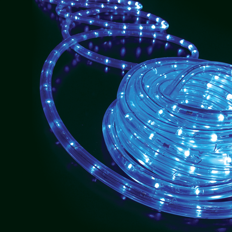 BLUE 3-WIRE LED ROPE LIGHT, REEL 50m 36L/m CUT PER 2m IP44 + 3 SET ACCESSORIES X0818622