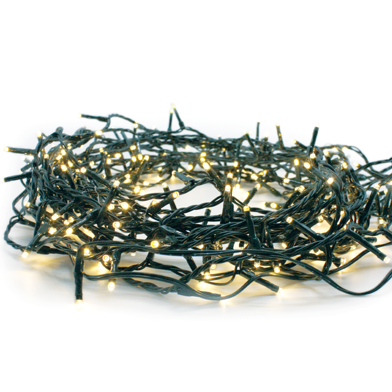 ^ 700 LED STRING LIGHTS (PER 5cm), WW, ADAPTOR (31VDC) & CONNECTABLE (MAX 2 SETS),IP44, 35m, GREEN CABLE X08700111