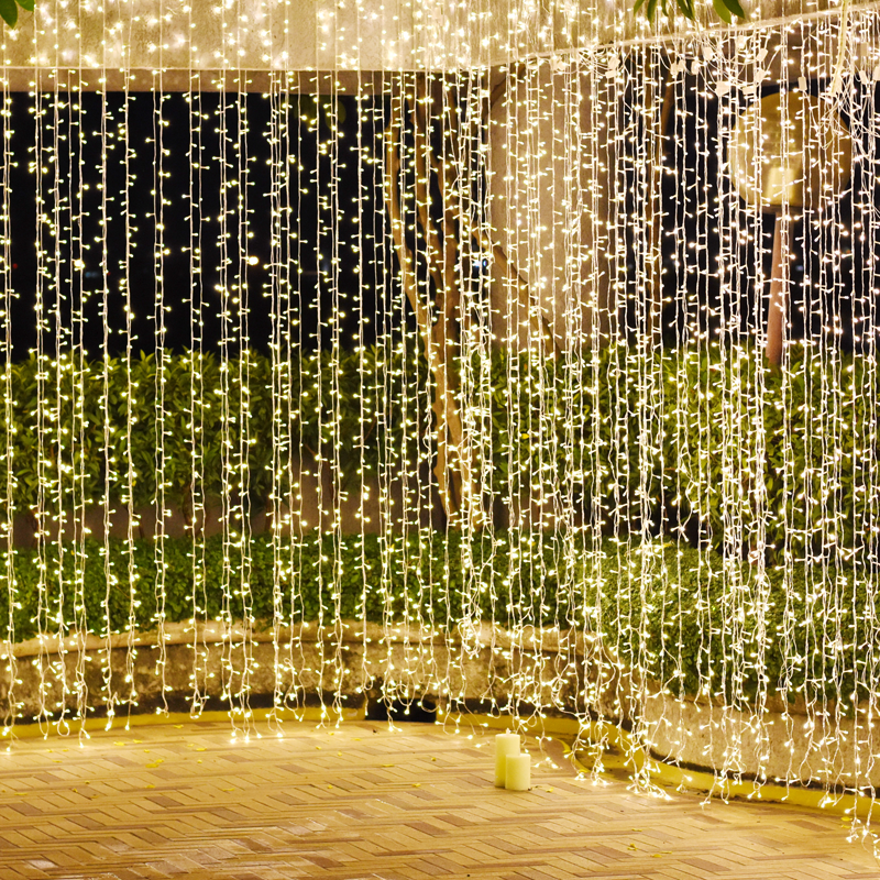 ^ 480 LED CURTAIN LIGHTS, WW, ADAPT. (31VDC), STEADY & CONNECT. (ΜΑΧ 2) IP44, 300x300cm, TRAN/NT CABLE X08480121