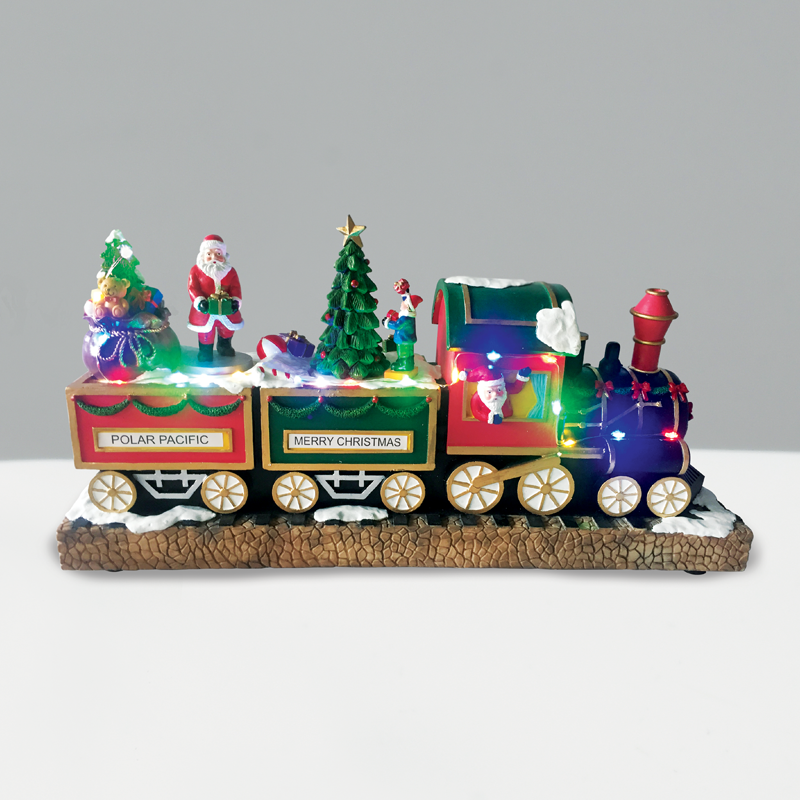 LED RGB DECOR MULTICOLOR TRAIN+ROTATION TREE & SANTA +MUSIC 4.5V (ADAPT) / 3ΑΑ (BAT) 38Χ10Χ18CM X0317