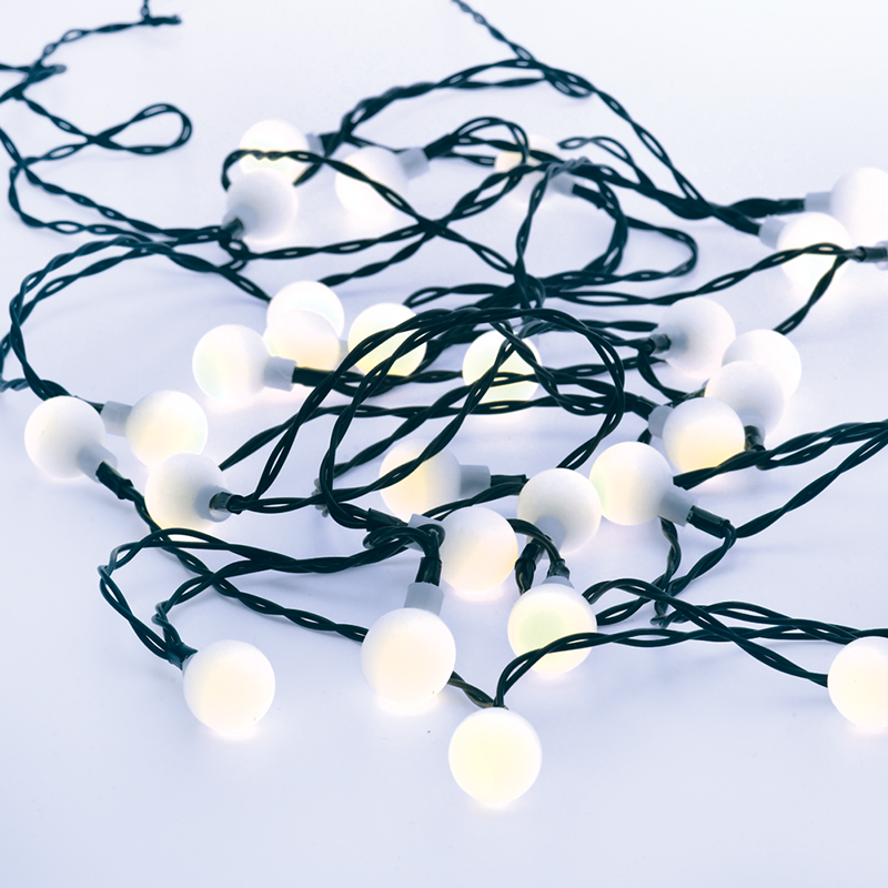 30 CW SOLAR LEDS, OPAL BALLS, STRING LIGHTS, BAT., SOLAR, FLASH, BLACK WIRE, IP44, 4.35m+2m X04302423
