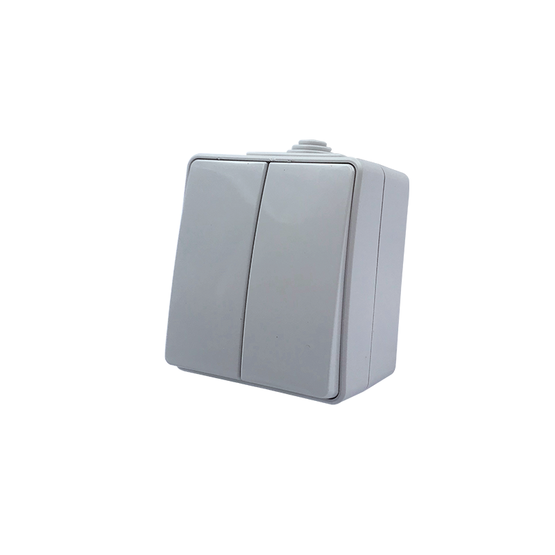ARMY 2 GANG 2 WAY SWITCH WALL MOUΝΤED WATERPROOF SCREWS 1+1P 10AX 250VAC IP55 LIGHT GREY 1000430306