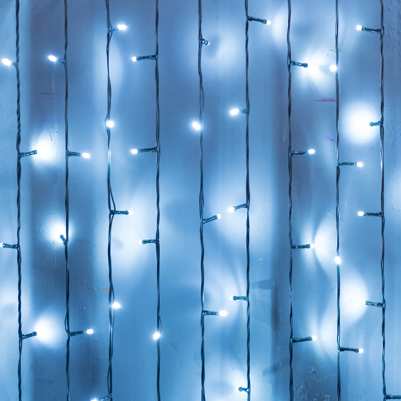 ^240 LED RUBBER CURTAIN LIGHT, CW, CONNECT. (MAX 8), STEADY,IP65, 200x100cm, 1,5M LEAD CABLE X08240231N