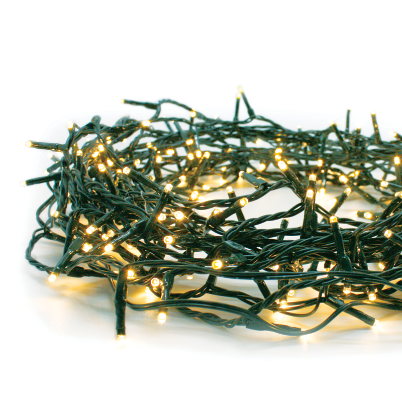 ^700 LED STRING LIGHTS PER 5cm SUPER WARM WHITE, ADAPTOR 31VDC & CONNECTABLE MAX 2 SETS, IP44 35m GREEN CABLE X087001211