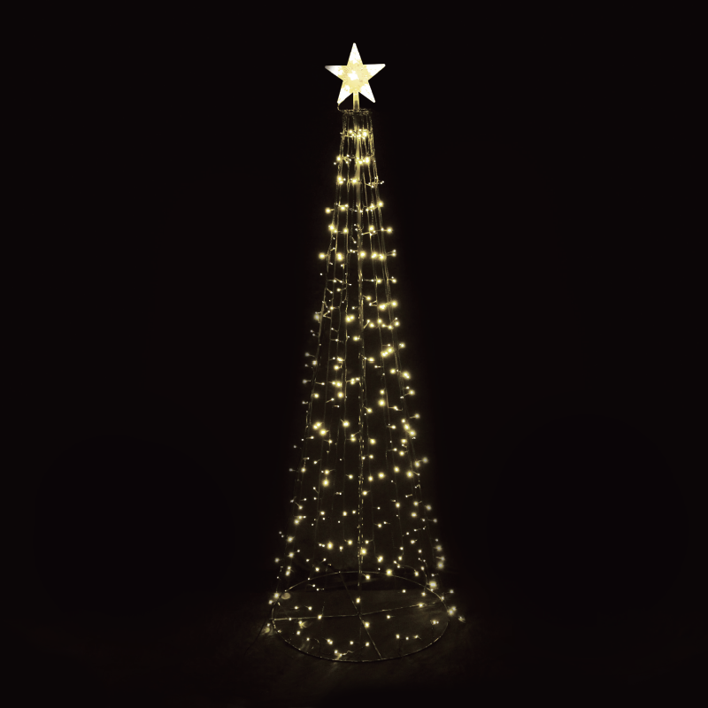 CHRISTMAS TREE WITH STAR 384 LED STRING LIGHTS GREEN&WW STEADY IP44 22*20*5cm 75*75*230cm 10m LEAD WIRE X083841119