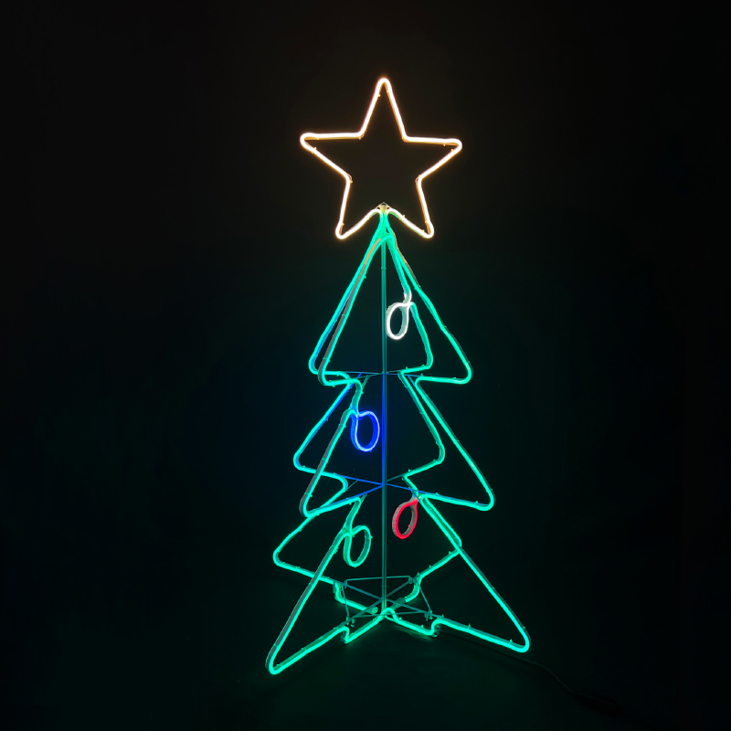 3D CHRISTMAS TREE 1000 MULTICOLOR 9.5M DOUBLE SIDE SMD LED ROPE LIGHT STEADY IP651 75*75*130cm 5m LEAD CABLE X081000359