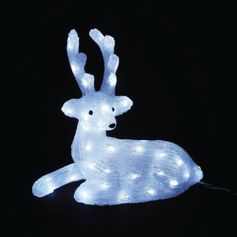ACRYLIC SITTING REINDEER 55 LED CW IP44 36*16,5*37cm  30cm LEAD CABLE X0855224