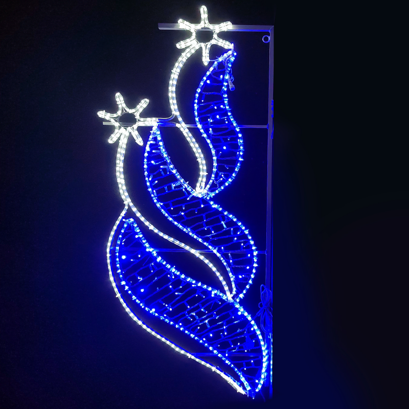 2 BETHLEHEM STARS RIGHT 628 LED STREET POLE MOTIF 15m 2-WIRE ROPE LIGHT 9,6m STRING LIGHTS BLUE&CW STEADY IP65 180x80cm 1.5m LEAD CABLE X1762826117R