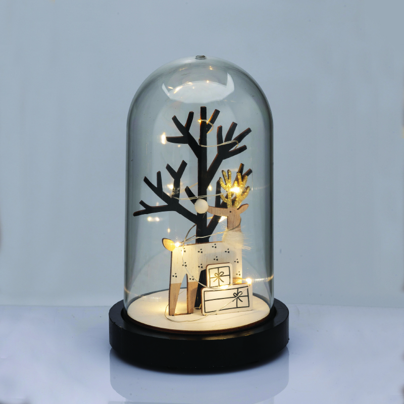 ^WOODEN DEER WITH PLASTIC COVER (TREE) 8 MINI LED WW BATT 2ΧΑΑΑ (INCLUDED) DIAM:11*19cm^ X06811263