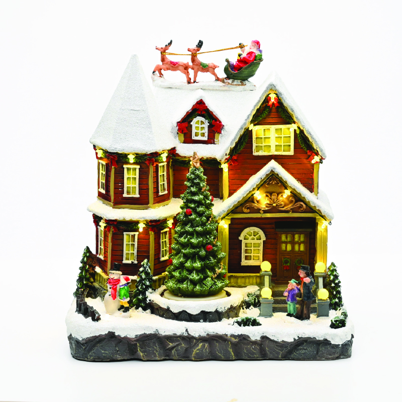 LED WW HOUSE SLEIGH TREE MOVEM.MUSIC ADAPT:4.5V BATT:3XAA (NOT INCL) 26,5*19*28,5cm X0355