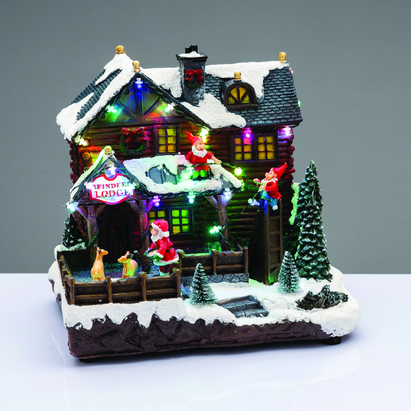 LED MULTIC.COLOR CHANGING HOUSE ANIMALS MOVEM.MUSIC ADAPT:4.5V BATT:3XAA (NOT INCL) 24,5*19,5*24,5cm X0356