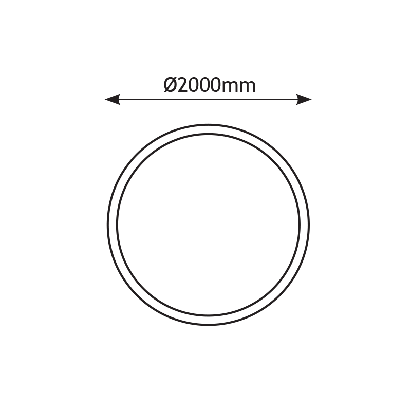 HOLY CIRCULAR ALUMINUM PROFILE D:2M WITH SILICONE OPAL DIFFUSER, WITHOUT ACCESSORIES P32352CU